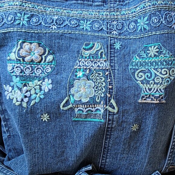 NEW Alfred Dunner Jean Jacket Blue Denim Embroidered Stretch Ramie Plus Size 18 - Picture 8 of 11
